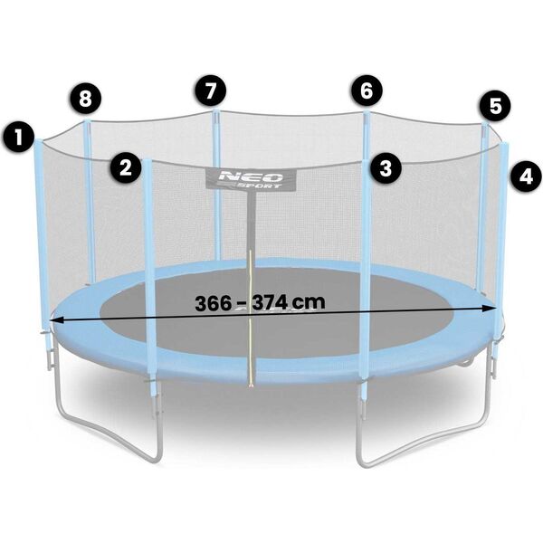 Neo-Sport Siatka zewnętrzna do trampolin 374cm 12ft