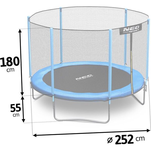Trampolina ogrodowa Neo-Sport NS-08Z181 z siatką zewnętrzną 8.5 FT 252 cm