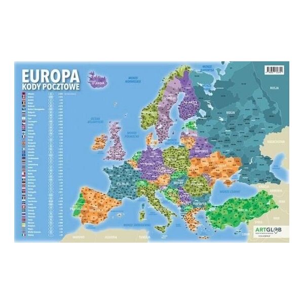 Artglob Podkładka na biurko - kody pocztowe Europa