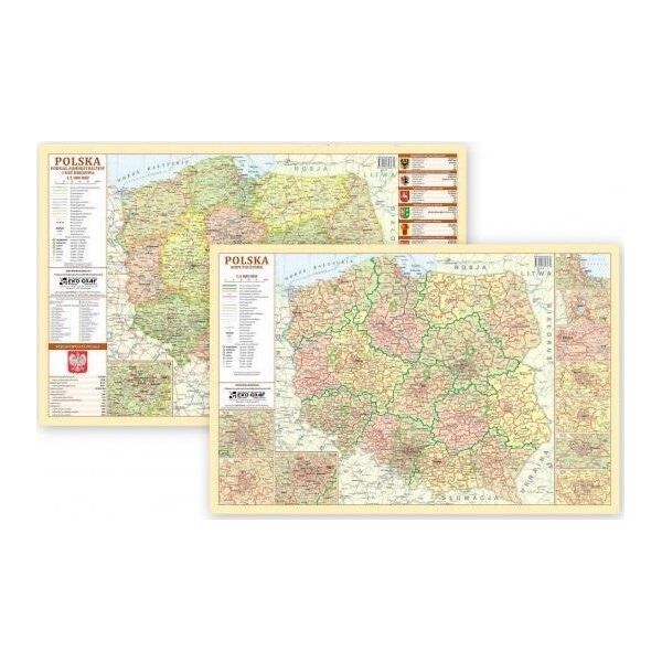 EkoGraf Podkładka na biurko - Mapa adm. i kodowa Polska
