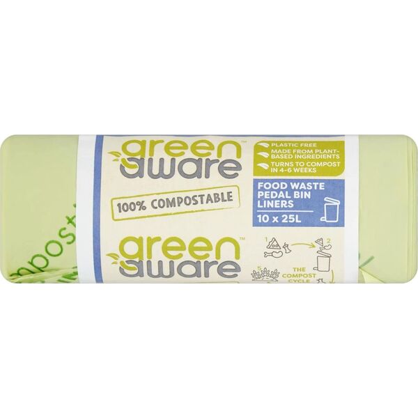GreenAware GreenAware, Kompostowalne worki na odpady spożywcze 25L, 10 szt.
