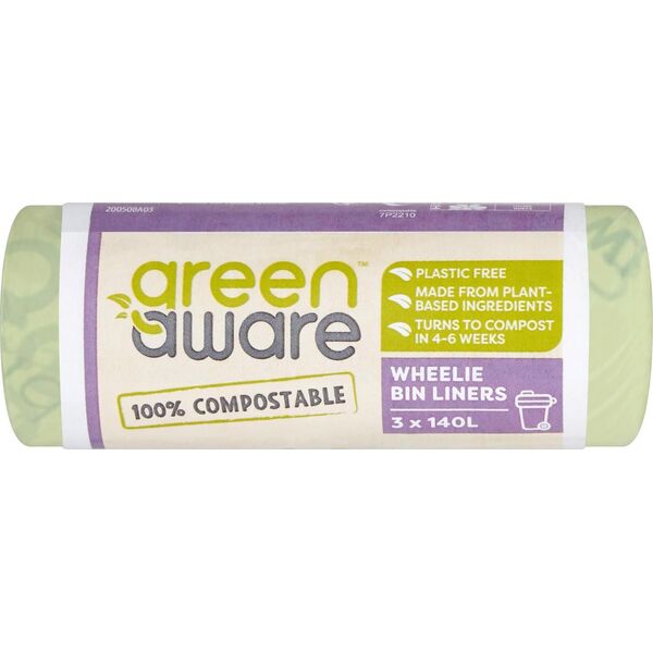 GreenAware GreenAware, Kompostowalne worki na odpady spożywcze, 140L, 3 szt.