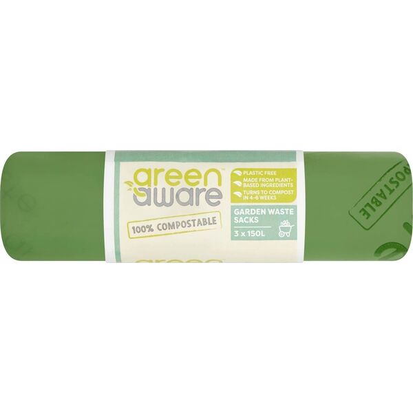 GreenAware GreenAware, Kompostowalne worki na odpady ogrodowe 150L, 3 szt.