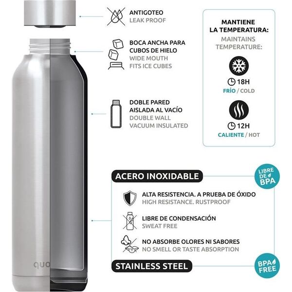 Quokka Quokka Solid - Butelka termiczna ze stali nierdzewnej 630 ml (Sleek Zircon)