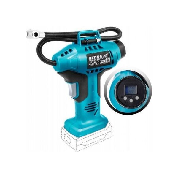Kompresor samochodowy Dedra Kompresorek pistoletowy 11bar 18V LCD