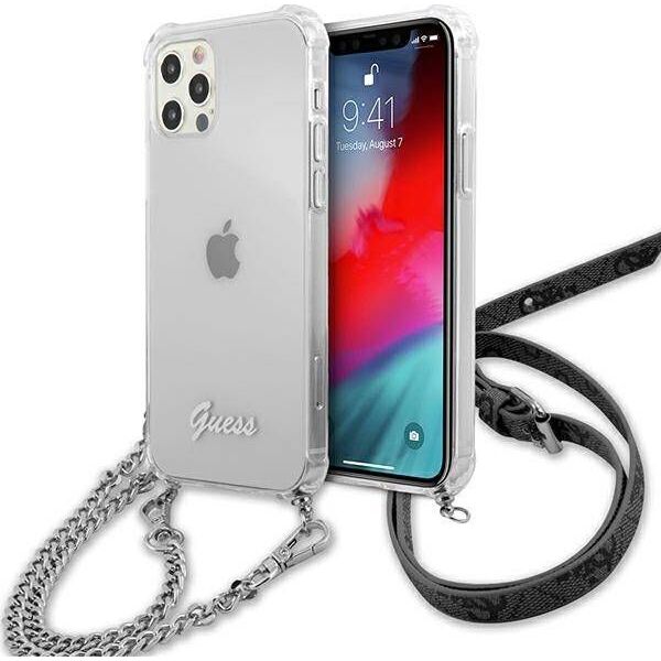 Guess Guess GUHCP12MKC4GSSI iPhone 12/12 Pro 6,1" Transparent hardcase 4G Silver Chain