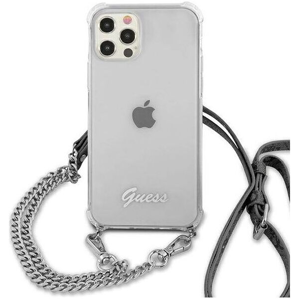Guess Guess GUHCP12MKC4GSSI iPhone 12/12 Pro 6,1" Transparent hardcase 4G Silver Chain
