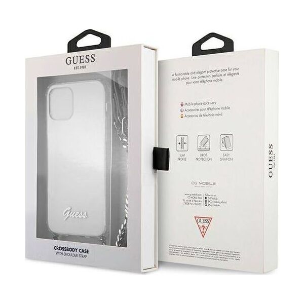 Guess Guess GUHCP12LKC4GSSI iPhone 12 Pro Max 6,7" Transparent hardcase 4G Silver Chain