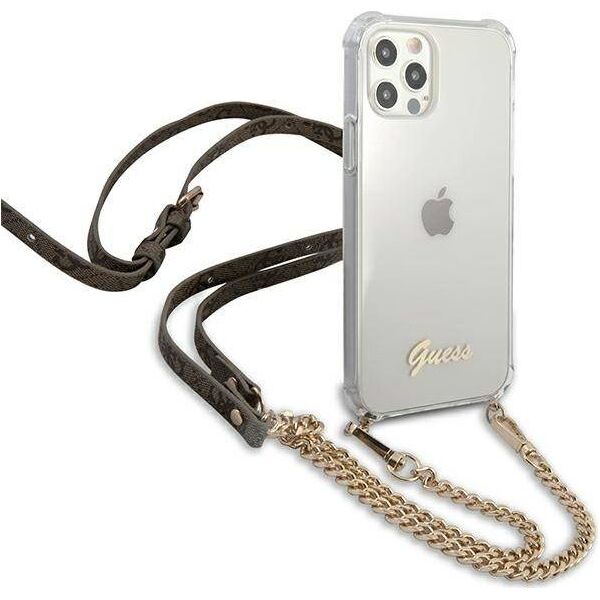 Guess Guess GUHCP12MKC4GSGO iPhone 12/12 Pro 6,1" Transparent hardcase 4G Gold Chain