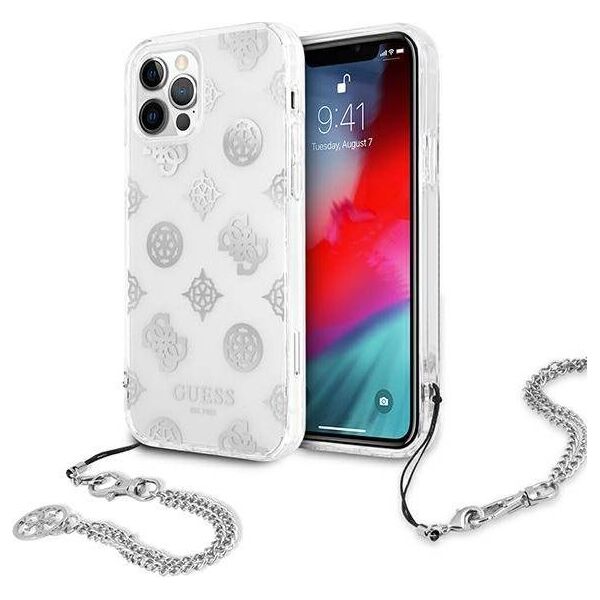 Guess Guess GUHCP12LKSPESI iPhone 12 Pro Max 6,7" srebrny/silver hardcase Peony Chain Collection