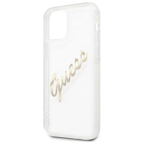 Guess Guess GUHCP12MKTRSVGO iPhone 12/12 Pro 6,1" Transparent hardcase Vintage Script Gold
