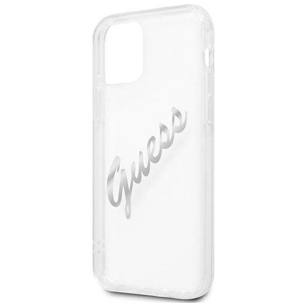 Guess Guess GUHCP12MKTRSVSI iPhone 12/12 Pro 6,1" Transparent hardcase Vintage Script Silver