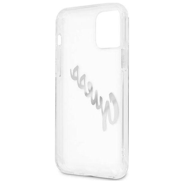 Guess Guess GUHCP12MKTRSVSI iPhone 12/12 Pro 6,1" Transparent hardcase Vintage Script Silver