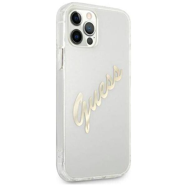 Guess Guess GUHCP12LKTRSVGO iPhone 12 Pro Max 6,7" Transparent hardcase Vintage Script Gold