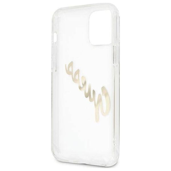 Guess Guess GUHCP12LKTRSVGO iPhone 12 Pro Max 6,7" Transparent hardcase Vintage Script Gold