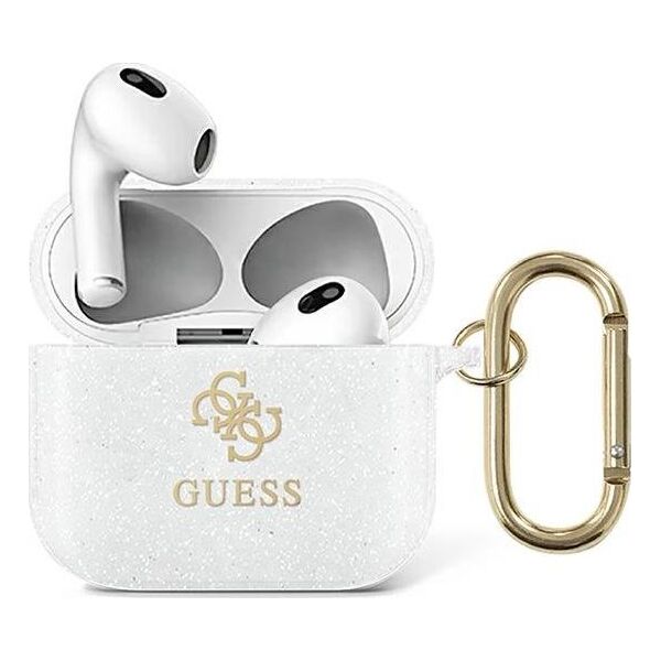 Guess Etui ochronne GUA3UCG4GT Transparent Glitter Collection do AirPods 3 białe