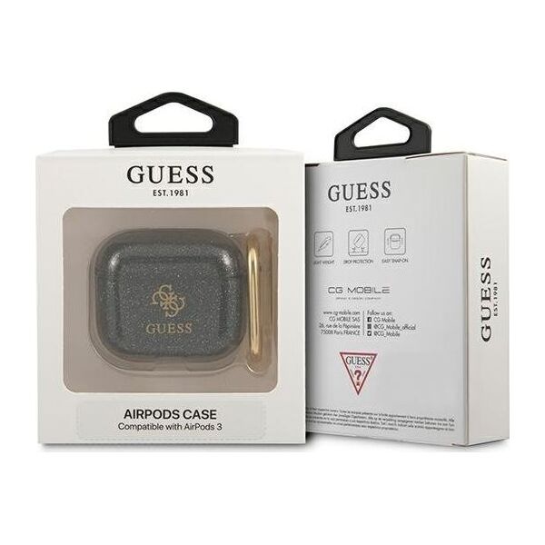 Guess Etui ochronne GUA3UCG4GK Glitter Collection do AirPods 3 szare