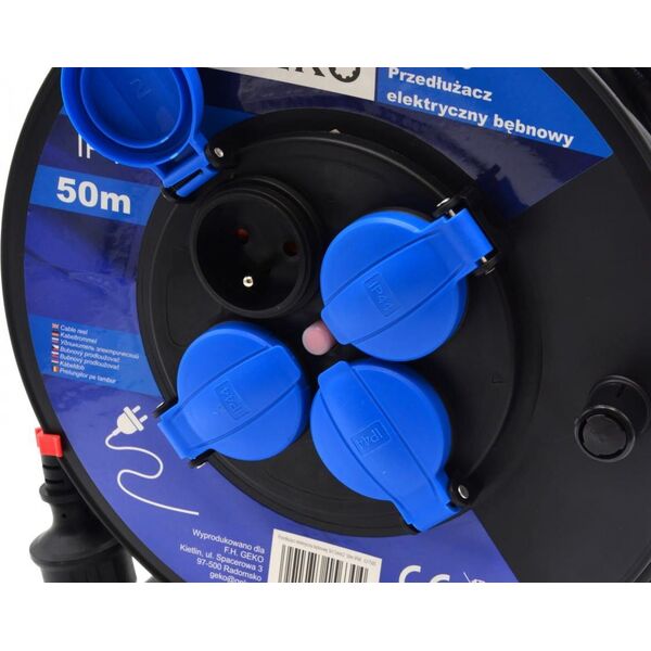 Geko PRZEDŁUŻACZ ELEKTRYCZNY BĘBNOWY 3X1.5MM2 50M IP44 (1) G17505 GEKO