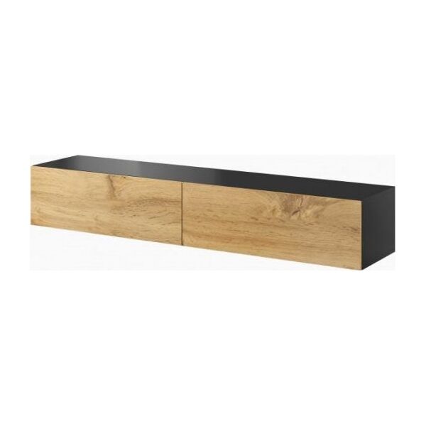 Cama Meble Szafka RTV VIGO '180' 30/180/40 czarny/dąb wotan