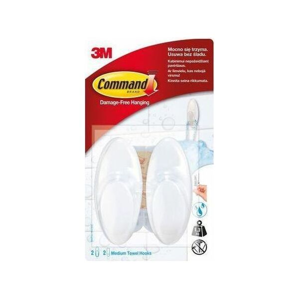3M 3M Command Haki Na Ręczniki 2 Średnie Białe BATH-18-CEE..