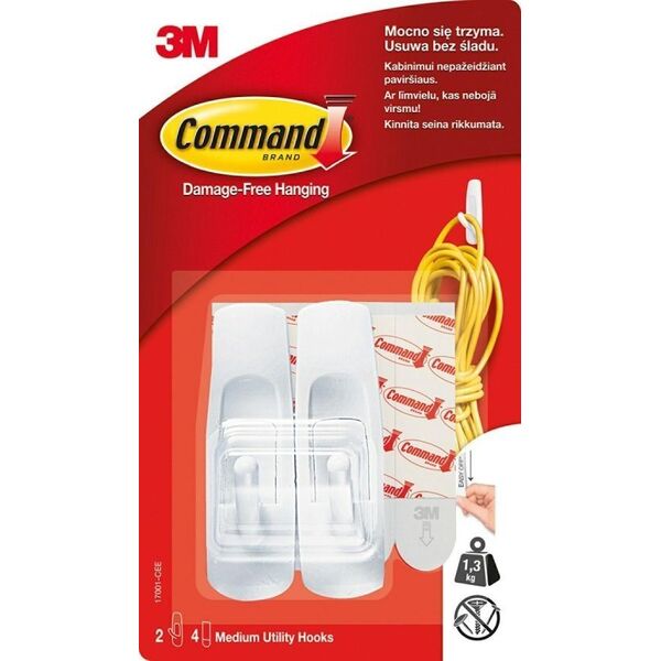 3M 3M Command Haki Na Ręczniki 2 Średnie Białe BATH-18-CEE..