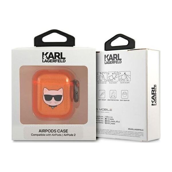 Karl Lagerfeld Etui ochronne KLA2UCHFO Choupette do AirPods 1/2 pomarańczowe