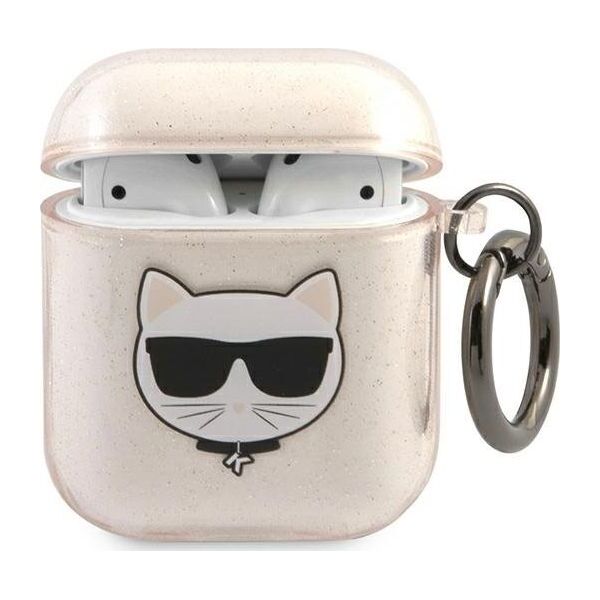 Karl Lagerfeld Etui ochronne KLA2UCHGD Glitter Choupette do AirPods 1/2 beżowe