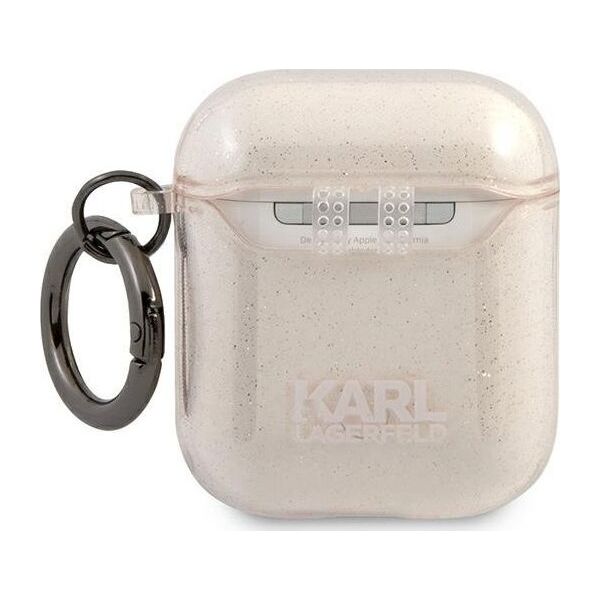 Karl Lagerfeld Etui ochronne KLA2UCHGD Glitter Choupette do AirPods 1/2 beżowe