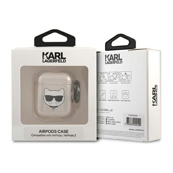 Karl Lagerfeld Etui ochronne KLA2UCHGD Glitter Choupette do AirPods 1/2 beżowe