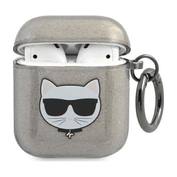 Karl Lagerfeld Etui ochronne KLA2UCHGK Glitter Choupette do AirPods 1/2 szare