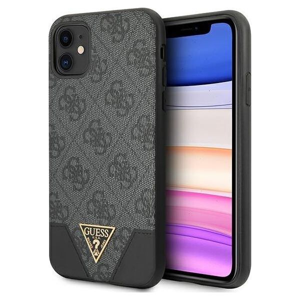 Guess Guess GUHCN61PU4GHBK iPhone 11 szary/grey hardcase 4G Triangle Collection