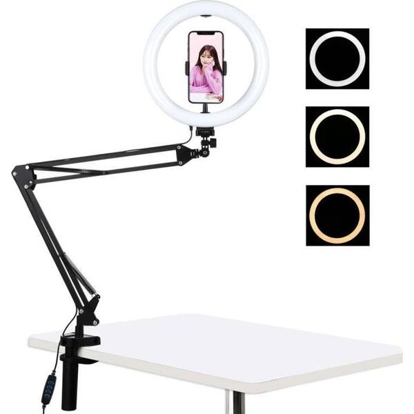 Lampa pierścieniowa Puluz PKT3090B LED 26 cm statyw biurkowy na klips