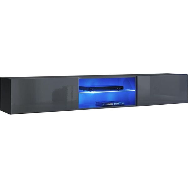 ASM Meble www.makrodom.pl Szafka do salonu wisząca duża Switch RTV 3 grafit połysk + LED