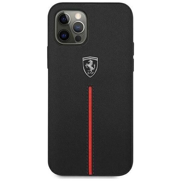 Ferrari Ferrari FEOMSHCP12LBK iPhone 12 Pro Max czarny/black hardcase Off Track Leather Nylon Stripe