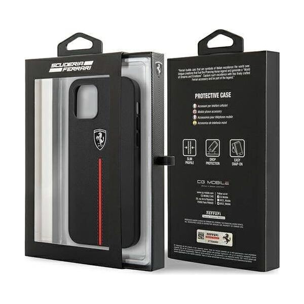 Ferrari Ferrari FEOMSHCP12LBK iPhone 12 Pro Max czarny/black hardcase Off Track Leather Nylon Stripe