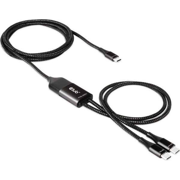 Adapter AV Club 3D Kabel do ładowania Club3D USB typu C, kabel do ładowania Y do 2x USB typu C maks. 100 W, 1,83 m / 6 stóp M / M