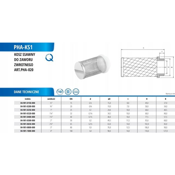 Perfexim A.PHA-KS1 KOSZ DO ZAWORU ZWROTNEGO PHA-020 2