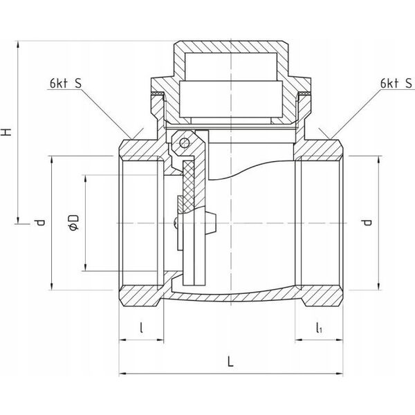 Perfexim PHA-021 ZAWOR ZWROTNY KLAPOWY PN16 3/4 WW