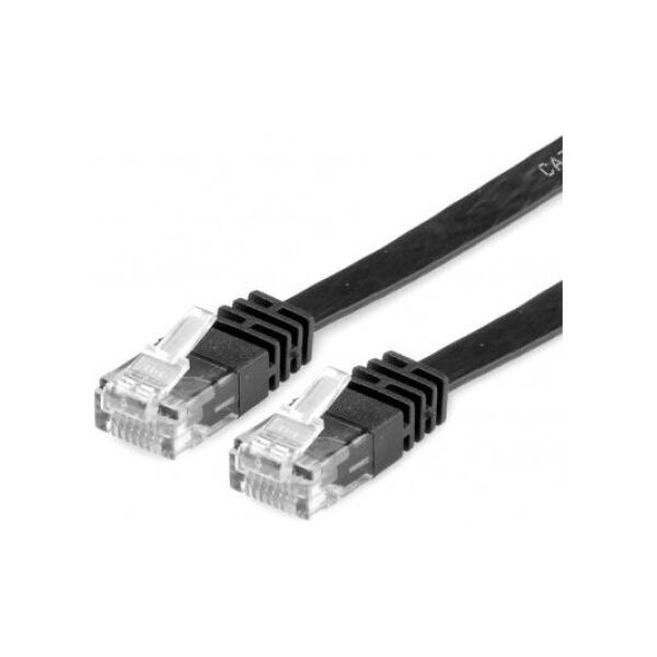 Value VALUE PatchCord Kat.6A UTP płaski czarny 1m