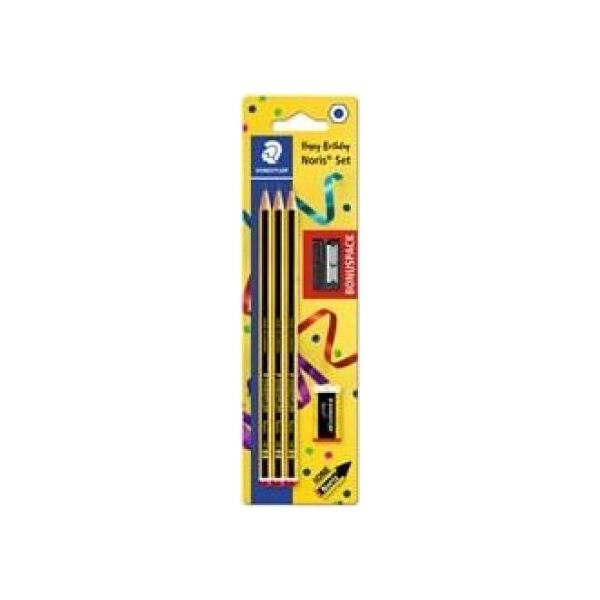 Staedtler Ołówek Noris 3szt HB + gumka + temperówka