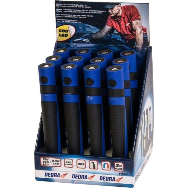 Dedra LATARKA 2W COB LED+0.5W LED ROZSUWANA Z BATERIAMI L1008 DEDRA