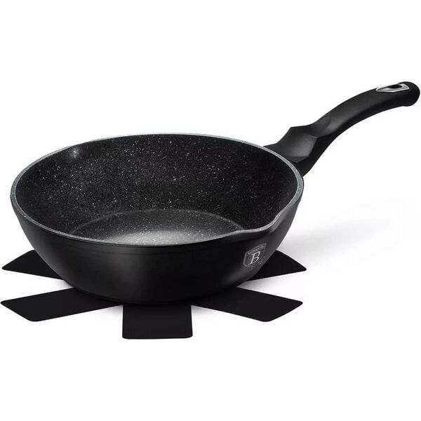Patelnia Berlinger Haus PATELNIA GRANITOWA 24CM WYLEWKI GŁĘBOKA BERLINGER HAUS BLACK SILVER BH-6185