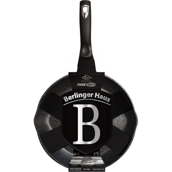 Patelnia Berlinger Haus PATELNIA GRANITOWA 24CM WYLEWKI GŁĘBOKA BERLINGER HAUS BLACK SILVER BH-6185