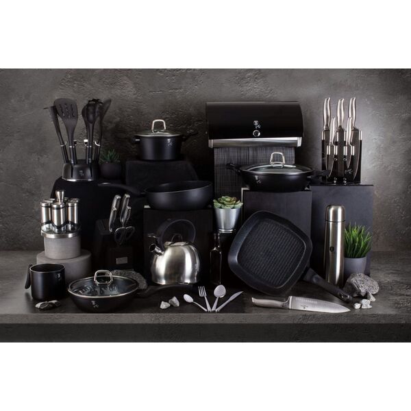 Patelnia Berlinger Haus PATELNIA GRANITOWA 24CM WYLEWKI GŁĘBOKA BERLINGER HAUS BLACK SILVER BH-6185