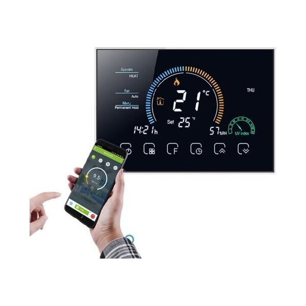 Renov8 Smart Wi-Fi Thermostat with color LCD for fan-coil 2/4 pipe - compatible 86x86 and round 60mm box