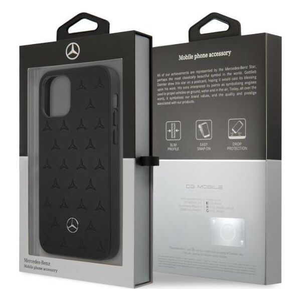 Mercedes Mercedes Mehcp12Lpsqbk Iphone 12 Pro Max 6,7" Czarny/Black Hardcase Leather Stars Pattern