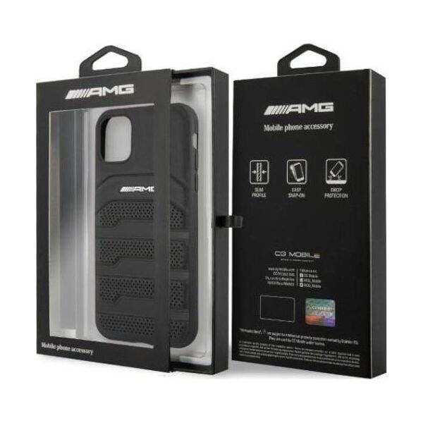 Mercedes AMG AMHCN61GSEBK iPhone 11 6,1" czarny/black hardcase Leather Debossed Lines