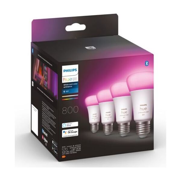 Philips Hue Żarówka E27 6.5W RGBW BT 4-pak