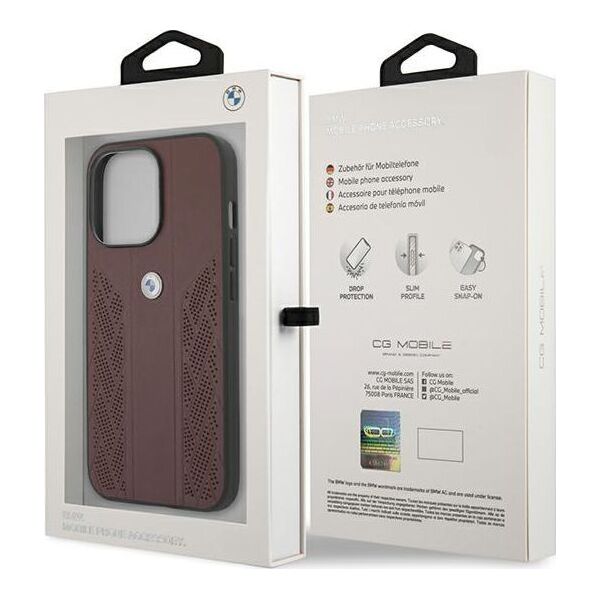 BMW Etui Bmw Bmhcp13Lrsppr Iphone 13 Pro/13 6,1" Czerwony/Red Hardcase Leather Curve Perforate