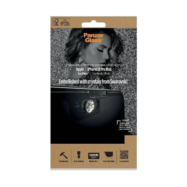 PanzerGlass PanzerGlass E2E Microfracture iPhone 13 Pro Max 6,7" CamSlider Swarovsky Case Friendly AntiBacterial czarny/black 2752